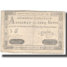 Francja, 5 Livres, 1791, 1791-05-06, VF(30-35), KM:A42, Lafaurie:137
