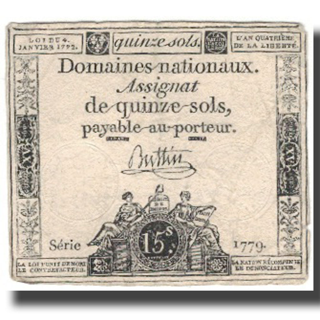 Frankrijk, 15 Sols, 1792, Buttin, 1792-01-04, TB, KM:A54, Lafaurie:149