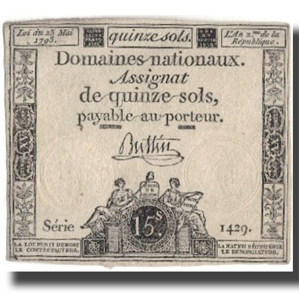 França, 15 Sols, 1793, 1793-05-23, EF(40-45), KM:A69b, Lafaurie:166