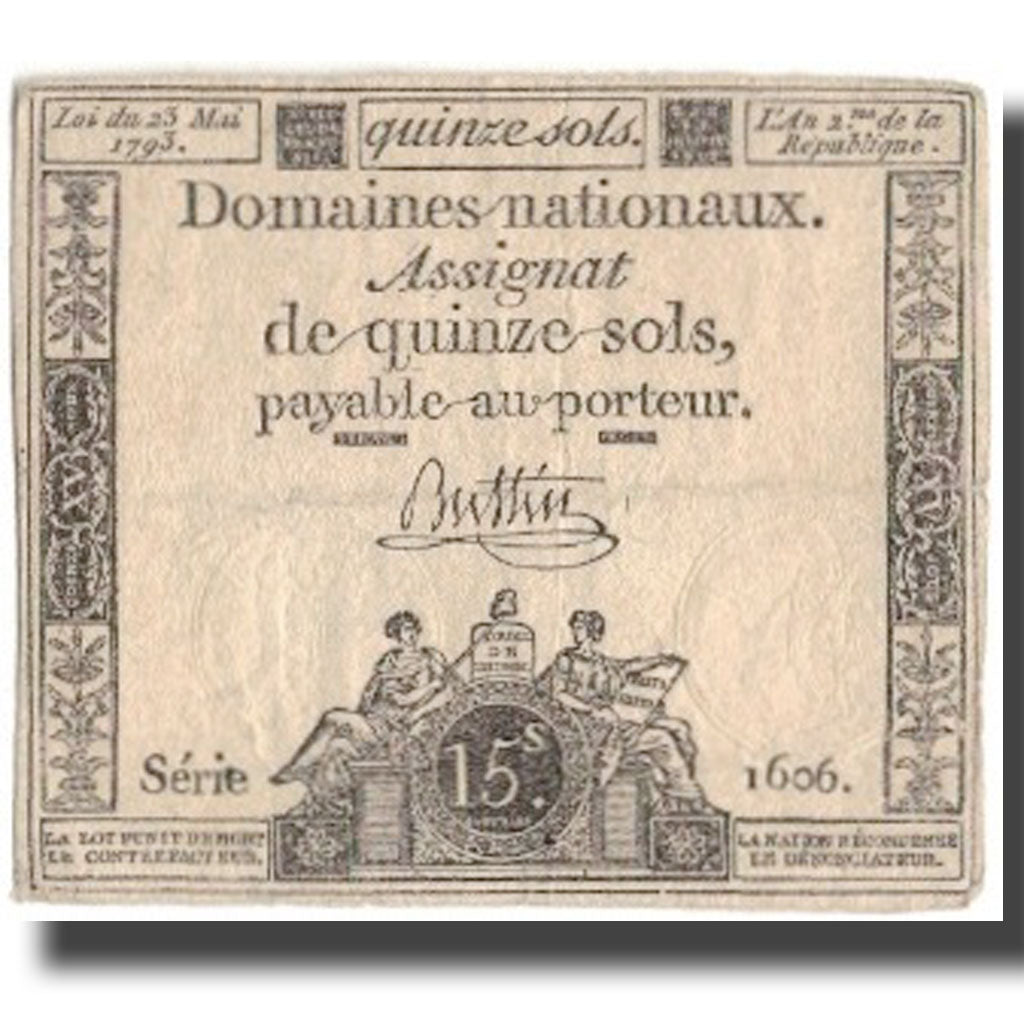Frankrijk, 15 Sols, 1793, 1793-05-23, TB+, KM:A69b, Lafaurie:166