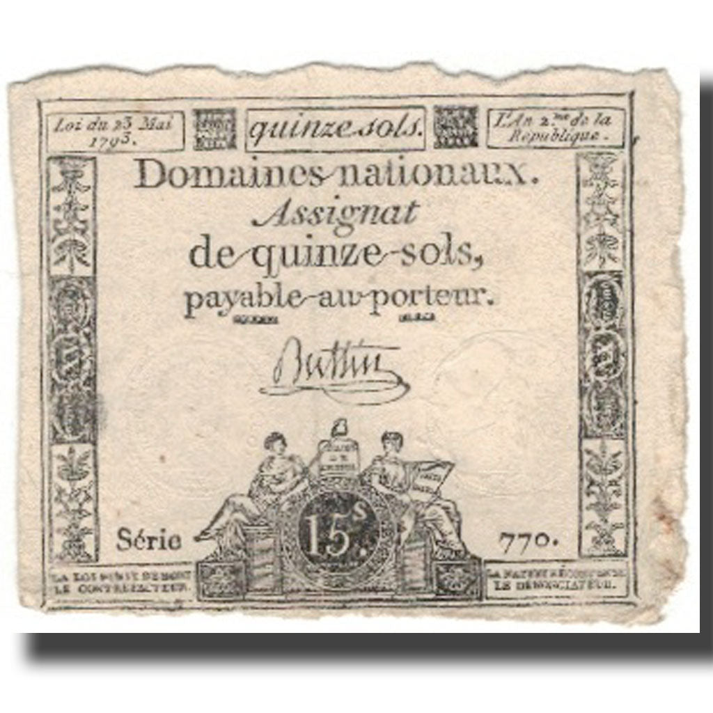 Francja, 15 Sols, 1793, 1793-05-23, VF(20-25), KM:A69b, Lafaurie:166