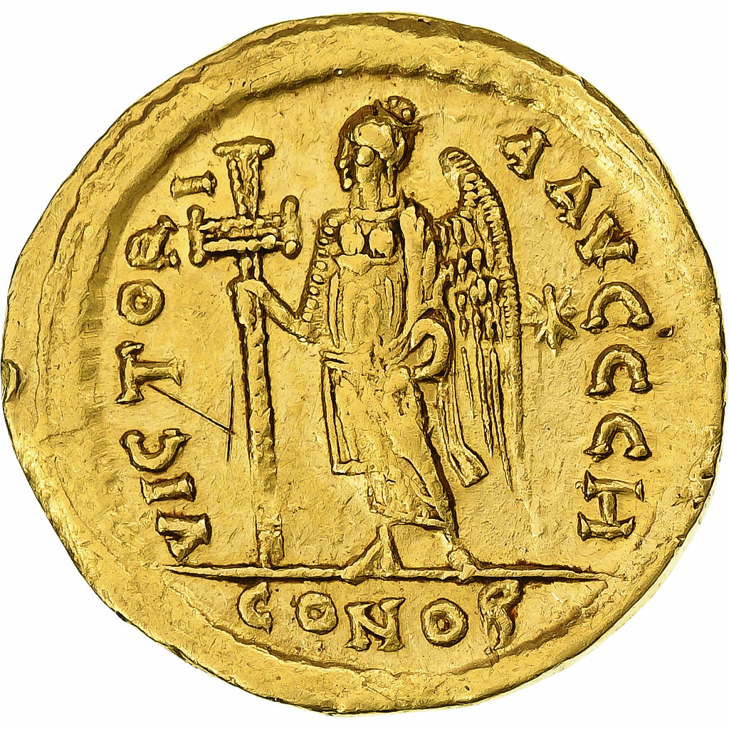 Zeno, Solidus, 476-491, Constantinople, Gold, AU(50-53), RIC:X-910