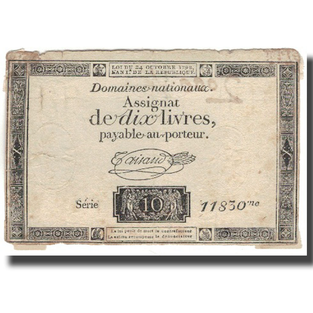 Frankrijk, 10 Livres, 1792, Taisaud, L'an 1er de la République - (24 octobre