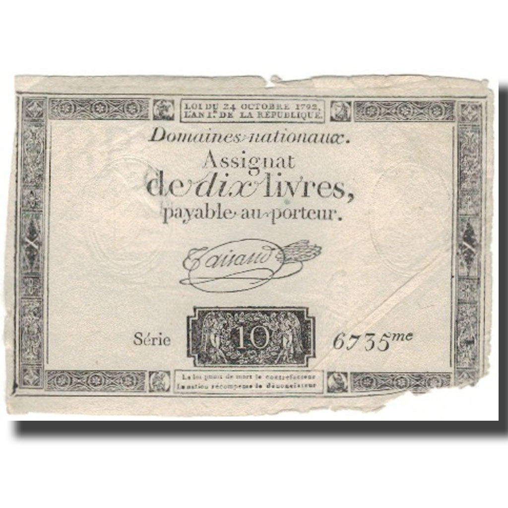 Francja, 10 Livres, 1792, Taisaud, L'an 1er de la République - (24 octobre