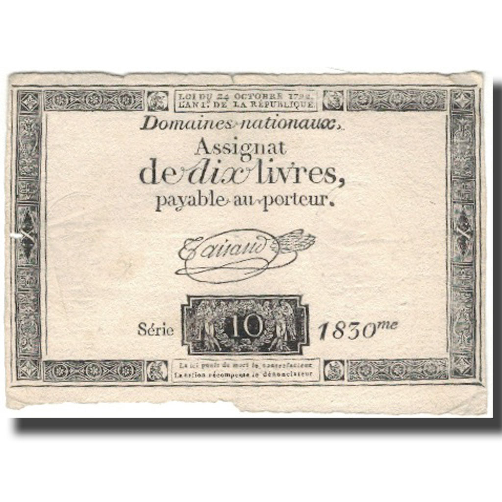 Frankrijk, 10 Livres, 1792, Taisaud, L'an 1er de la République - (24 octobre