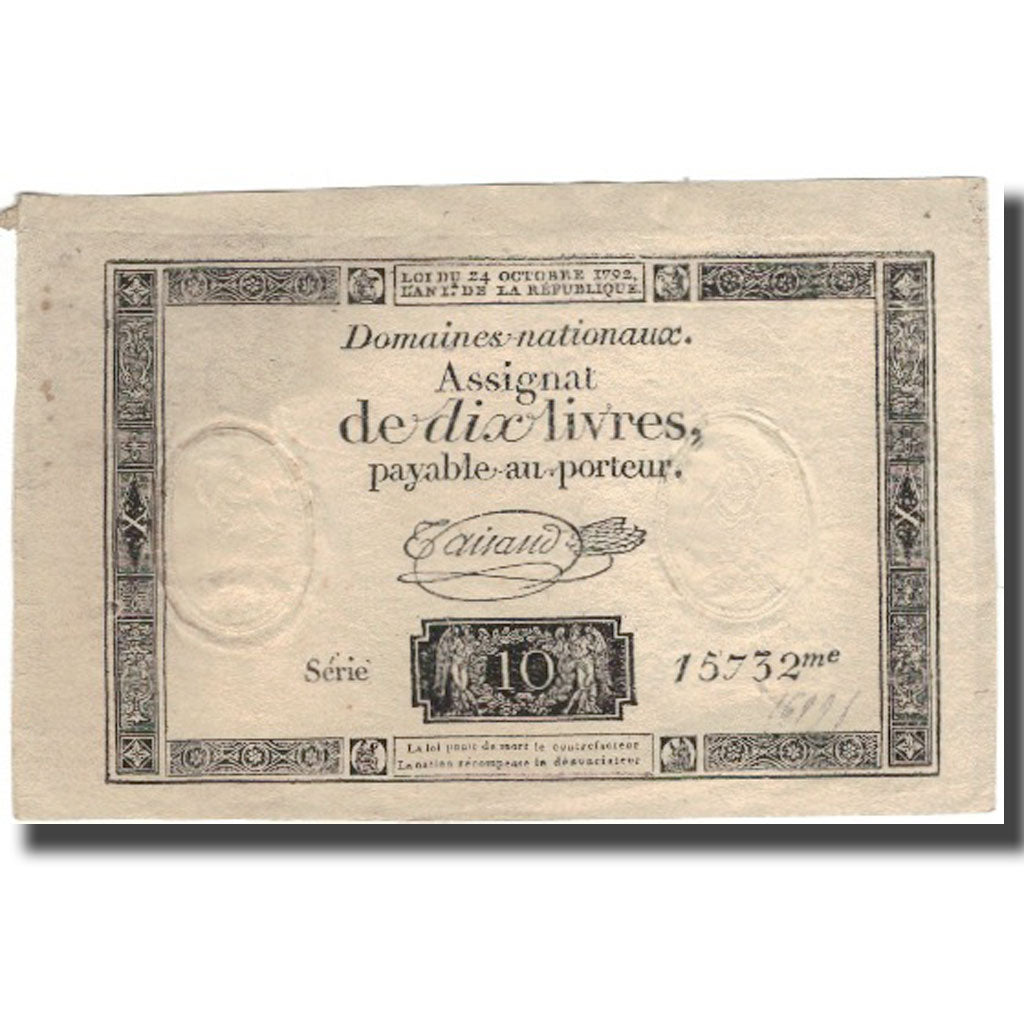 France, 10 Livres, 1792, Taisaud, L'an 1er de la République - (24 octobre