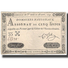 Frankreich, 5 Livres, 1791, Corset, 1791-09-28, SS+, KM:A49, Lafaurie:144