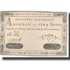 France, 5 Livres, 1791, 1791-05-06, AU(55-58), KM:A42, Lafaurie:137
