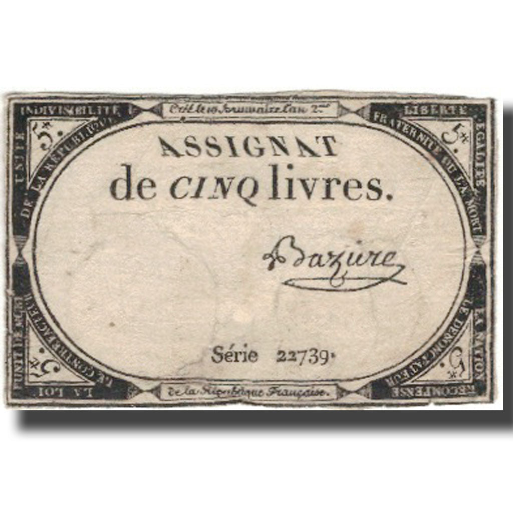 Frankreich, 5 Livres, 1793, Baziere, 1793-10-31, S, KM:A76, Lafaurie:171