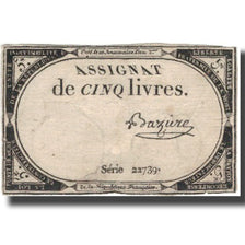 Frankreich, 5 Livres, 1793, Baziere, 1793-10-31, S, KM:A76, Lafaurie:171