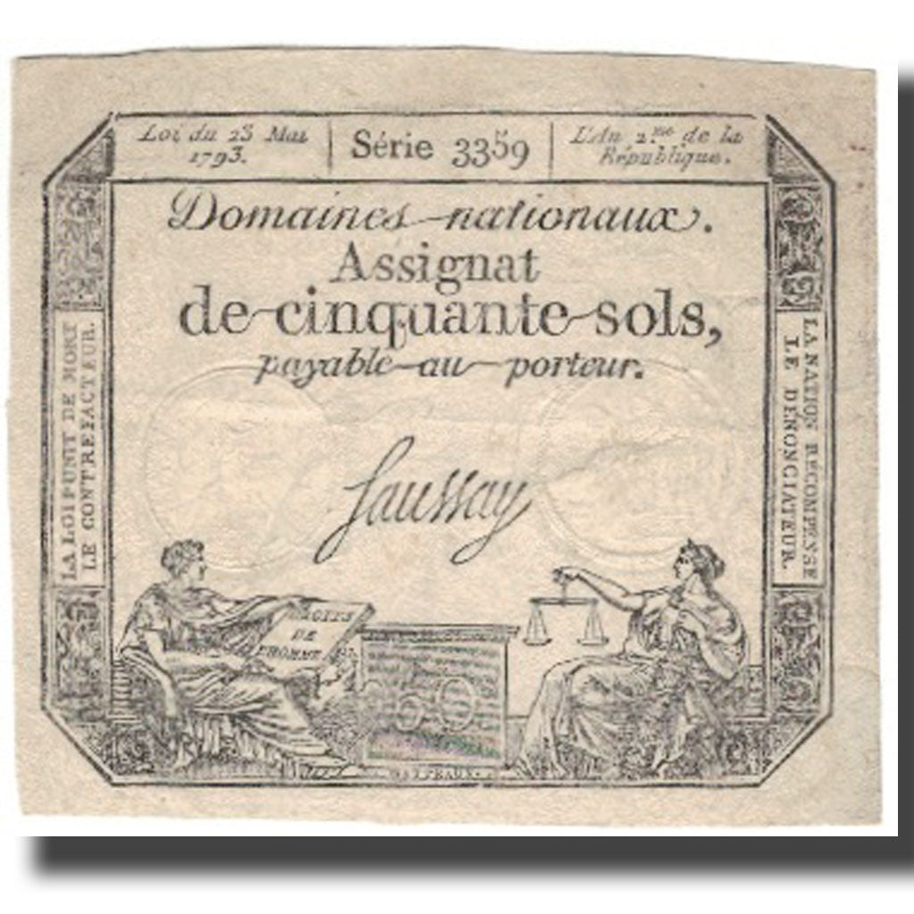 France, 50 Sols, 1793, 1793-05-23, EF(40-45), Fayette:ass42e, KM:A70a