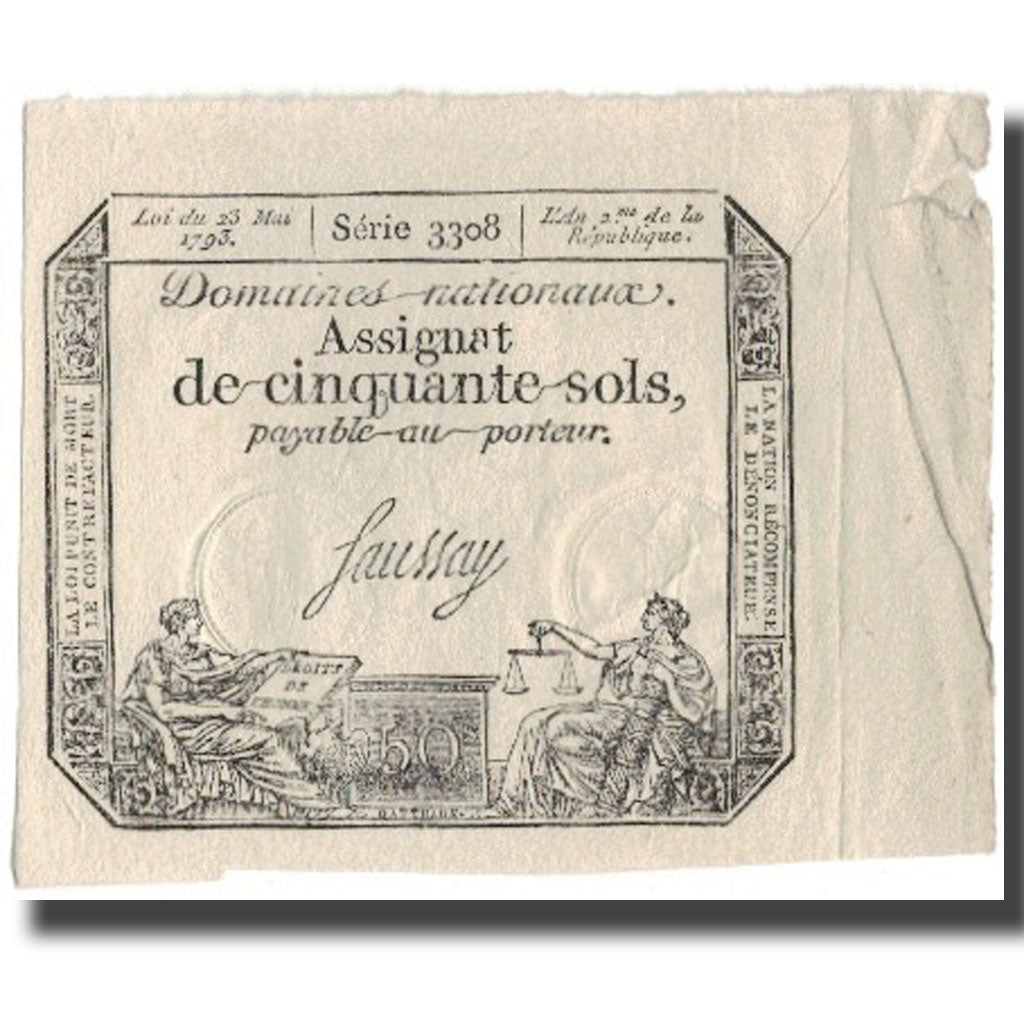 France, 50 Sols, 1793, 1793-05-23, EF(40-45), Fayette:ass42e, KM:A70a