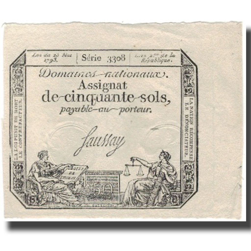 France, 50 Sols, 1793, 1793-05-23, AU(50-53), Fayette:ass42e, KM:A70a