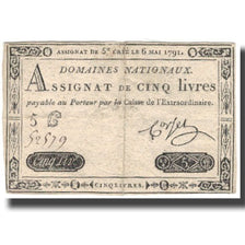 France, 5 Livres, 1791, 1791-05-06, VF(20-25), KM:A42