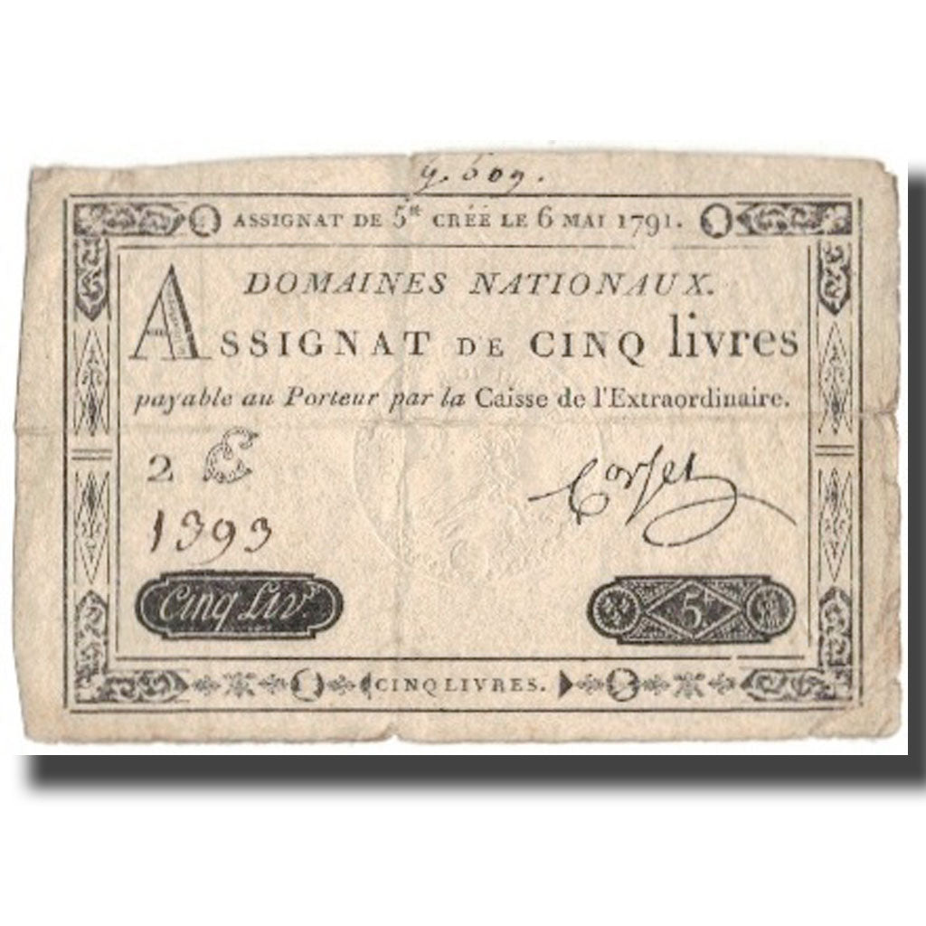 France, 5 Livres, 1791, 1791-05-06, VF(20-25), KM:A42