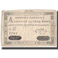 France, 5 Livres, 1791, 1791-05-06, VF(20-25), KM:A42