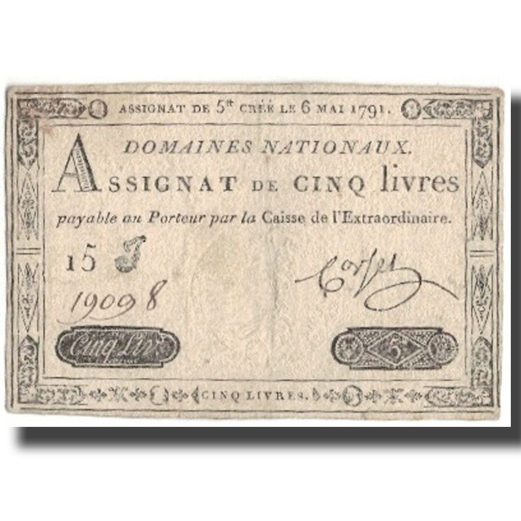 France, 5 Livres, 1791, 1791-05-06, VF(30-35), KM:A42