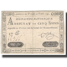 Francja, 5 Livres, 1791, 1791-05-06, VF(30-35), KM:A42