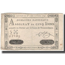 France, 5 Livres, 1791, 1791-05-06, VF(30-35), KM:A42