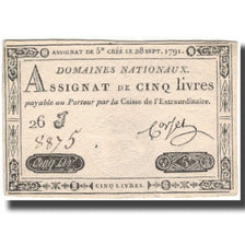 France, 5 Livres, 1791, Corset, 1791-09-28, SUP, KM:A49, Lafaurie:144