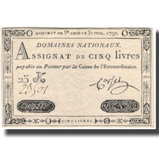 France, 5 Livres, 1792, Corset, 1792-07-31, AU(50-53), KM:A61, Lafaurie:156