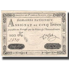 Francia, 5 Livres, 1792, Corset, 1792-07-31, MBC, KM:A61, Lafaurie:156
