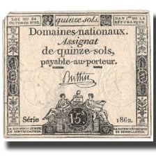 France, 15 Sols, 1792, 1792-10-24, TB+, KM:A65, Lafaurie:160