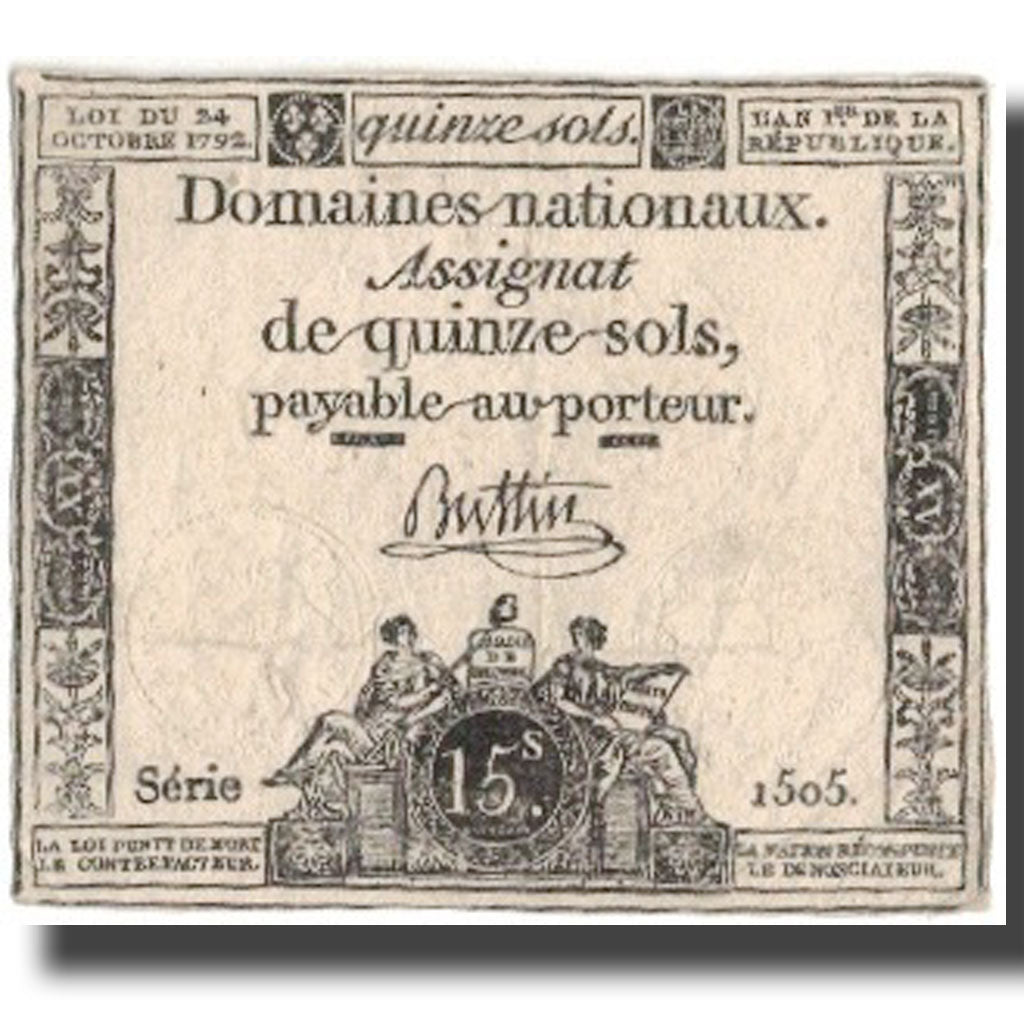 France, 15 Sols, 1792, 1792-10-24, TB+, KM:A65, Lafaurie:160