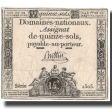 France, 15 Sols, 1792, 1792-10-24, TB+, KM:A65, Lafaurie:160