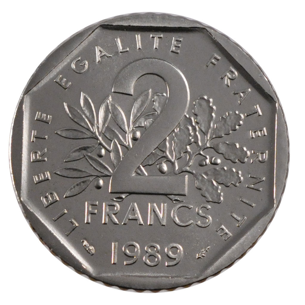 FRANCE, 2 Francs, 1989, MS(63), Nickel, Gadoury #547, 7.50