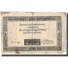 France, 25 Livres, 1793, 1793, B+, KM:A71, Lafaurie:168