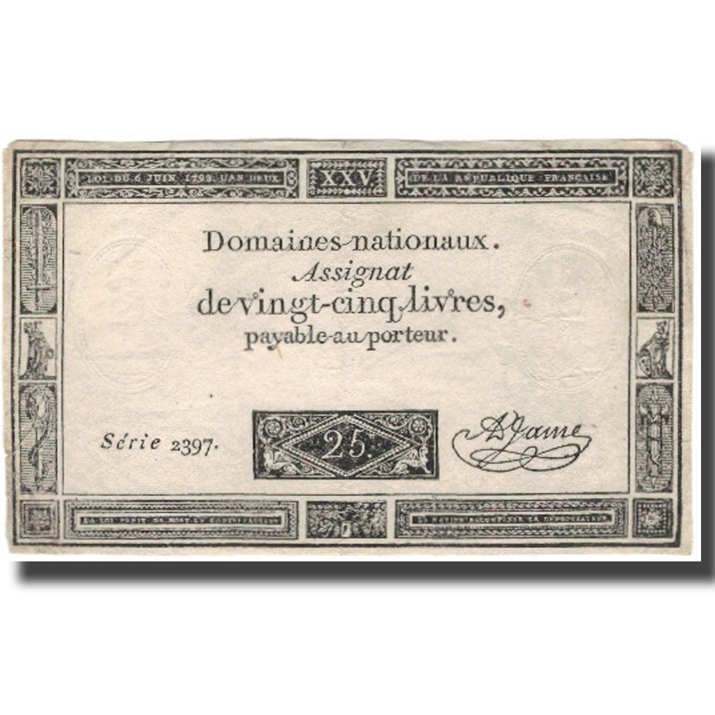 Frankrijk, 25 Livres, 1793, 1793, TB+, KM:A71, Lafaurie:168