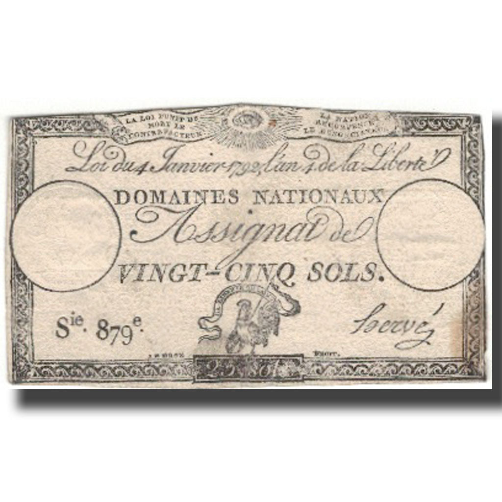 France, 25 Sols, VF(30-35), Fayette:ASS.25A, KM:A55