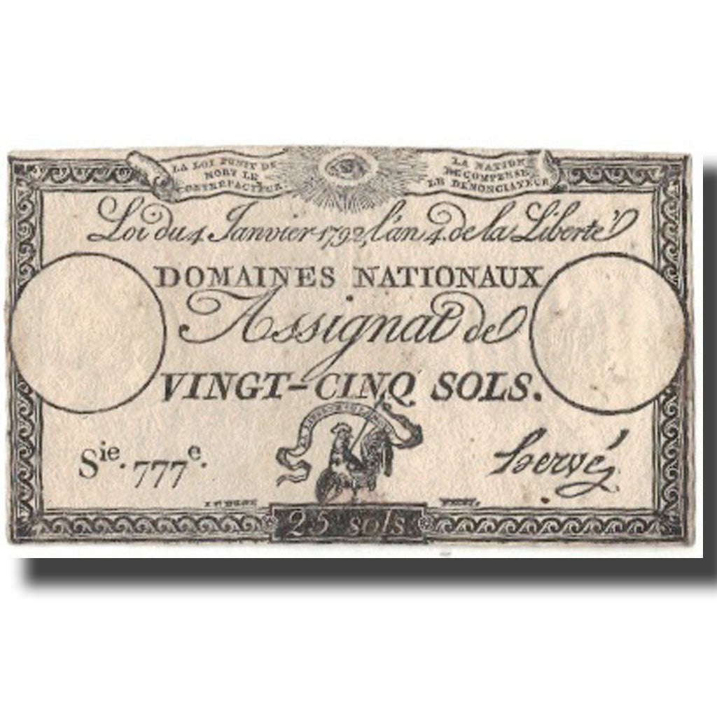 France, 25 Sols, VF(30-35), Fayette:ASS.25A, KM:A55