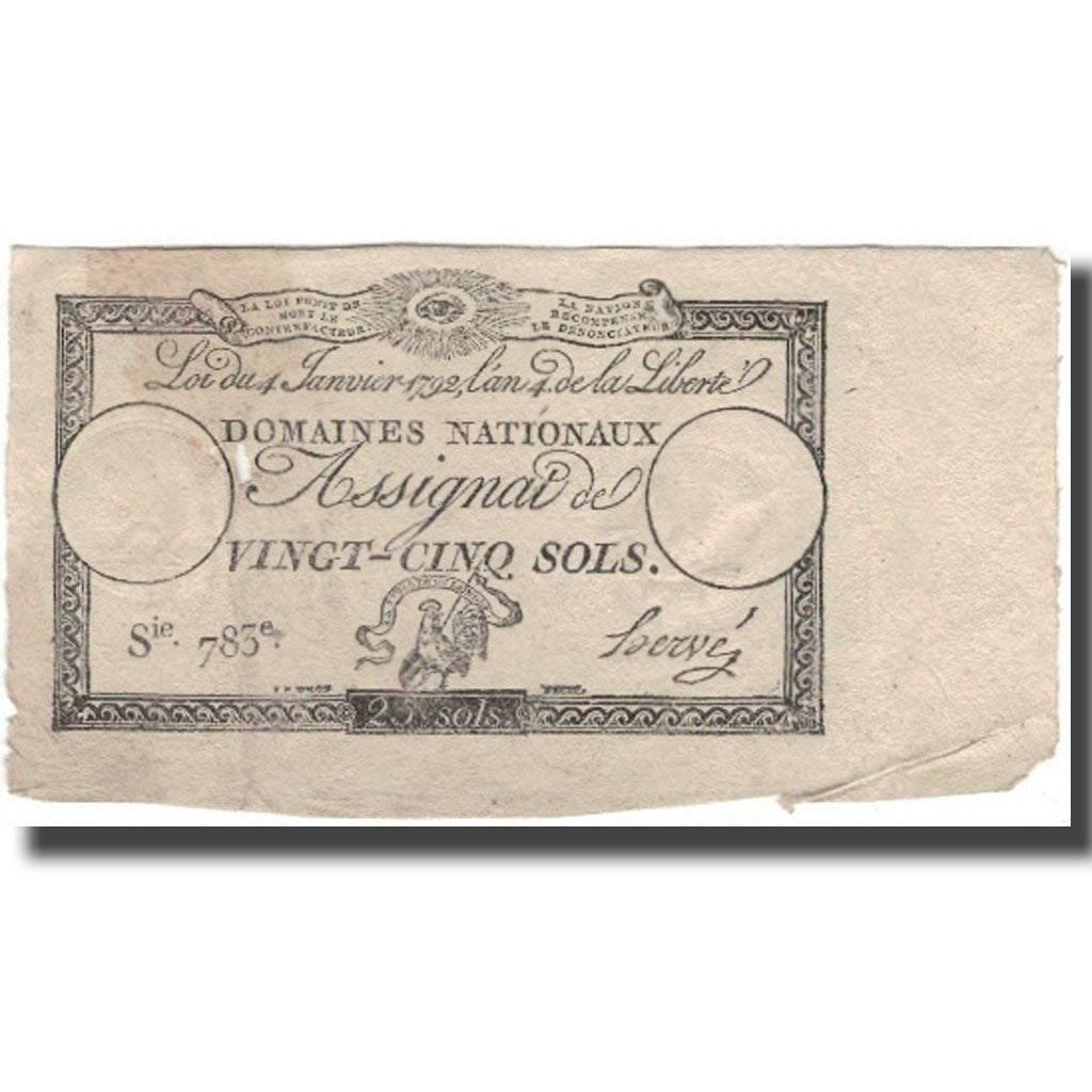 France, 25 Sols, VF(30-35), Fayette:ASS.25A, KM:A55