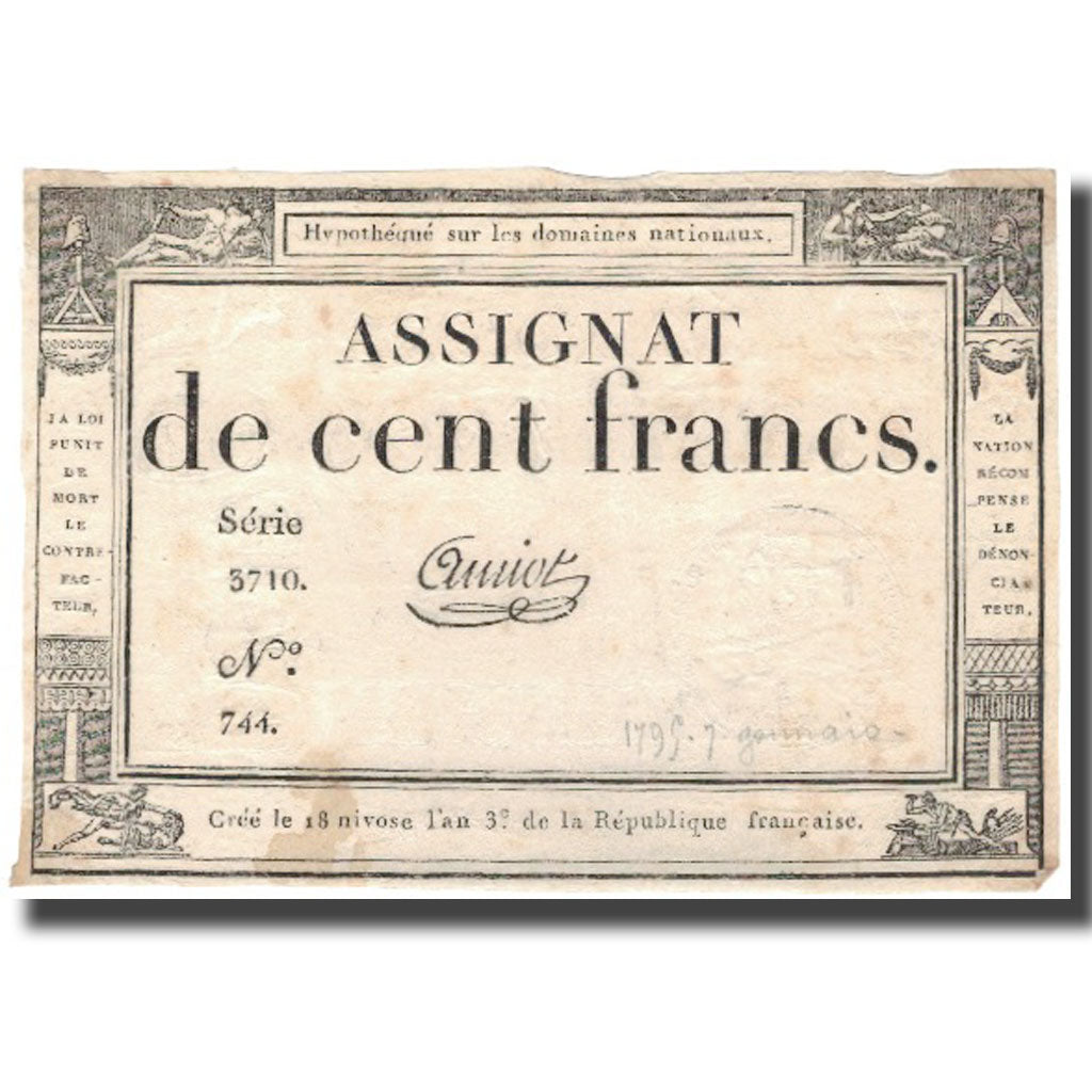 France, 100 Francs, 1795, Amiot, EF(40-45), KM:A78, Lafaurie:173