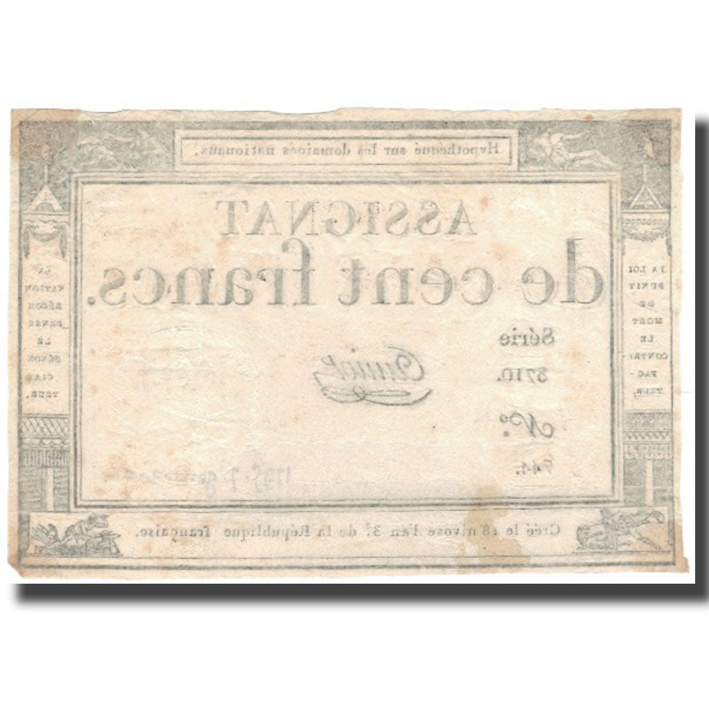 France, 100 Francs, 1795, Amiot, EF(40-45), KM:A78, Lafaurie:173