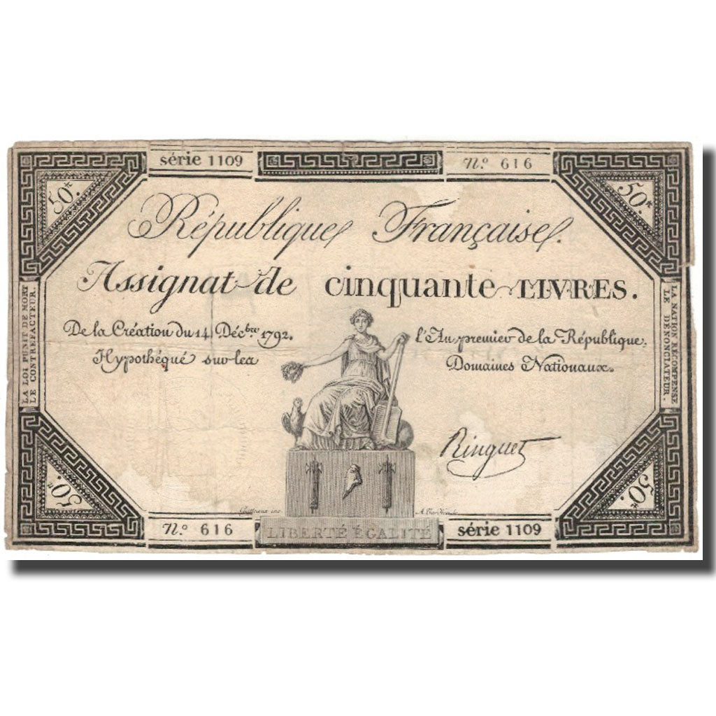 Frankreich, 50 Livres, 1792, Ringuet, SGE+, KM:A72, Lafaurie:164