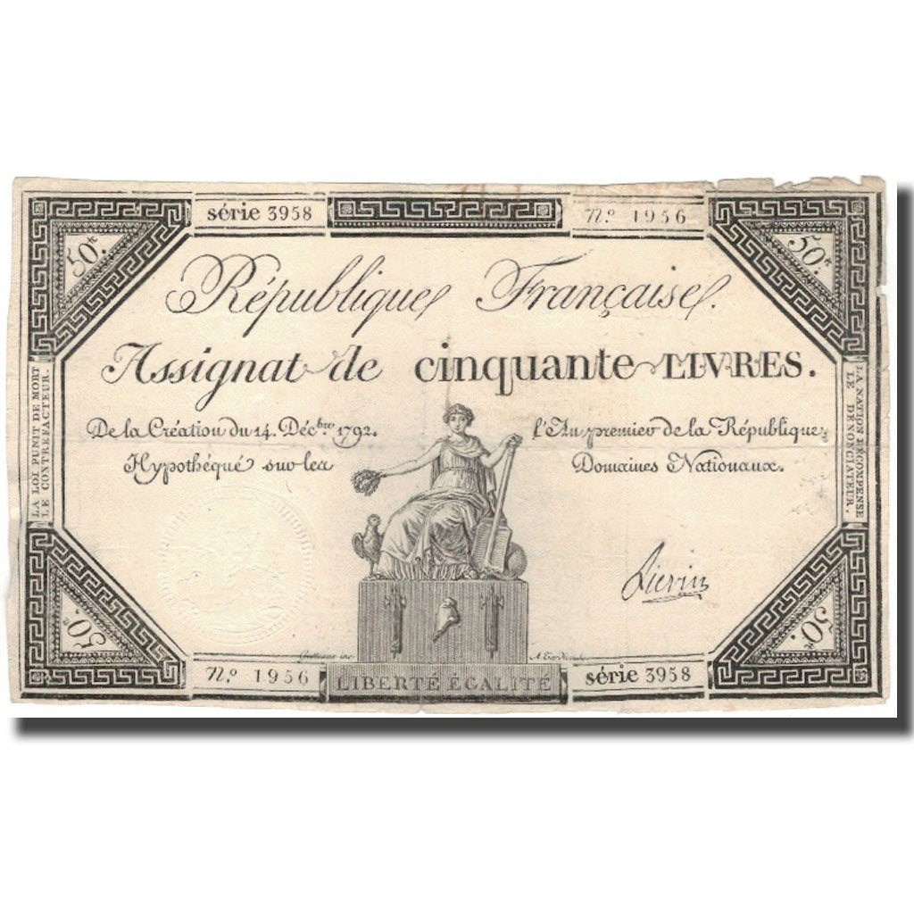 Frankreich, 50 Livres, 1792, Lievin, S, KM:A72, Lafaurie:164