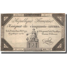 França, 50 Livres, 1792, Goutallier, VF(20-25), KM:A72, Lafaurie:164