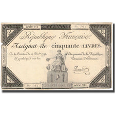 France, 50 Livres, 1792, Vermond, VF(30-35), KM:A72, Lafaurie:164