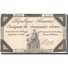 France, 50 Livres, 1792, Baret, TB+, KM:A72, Lafaurie:164