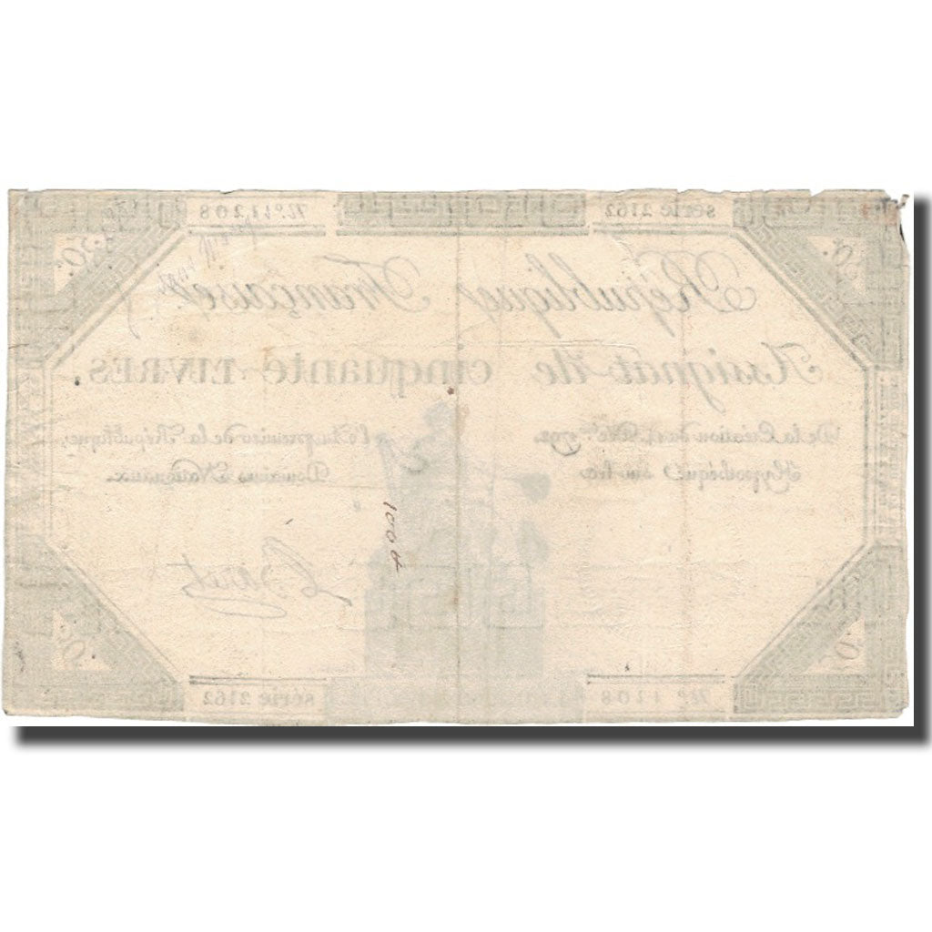 France, 50 Livres, 1792, Baret, TB+, KM:A72, Lafaurie:164
