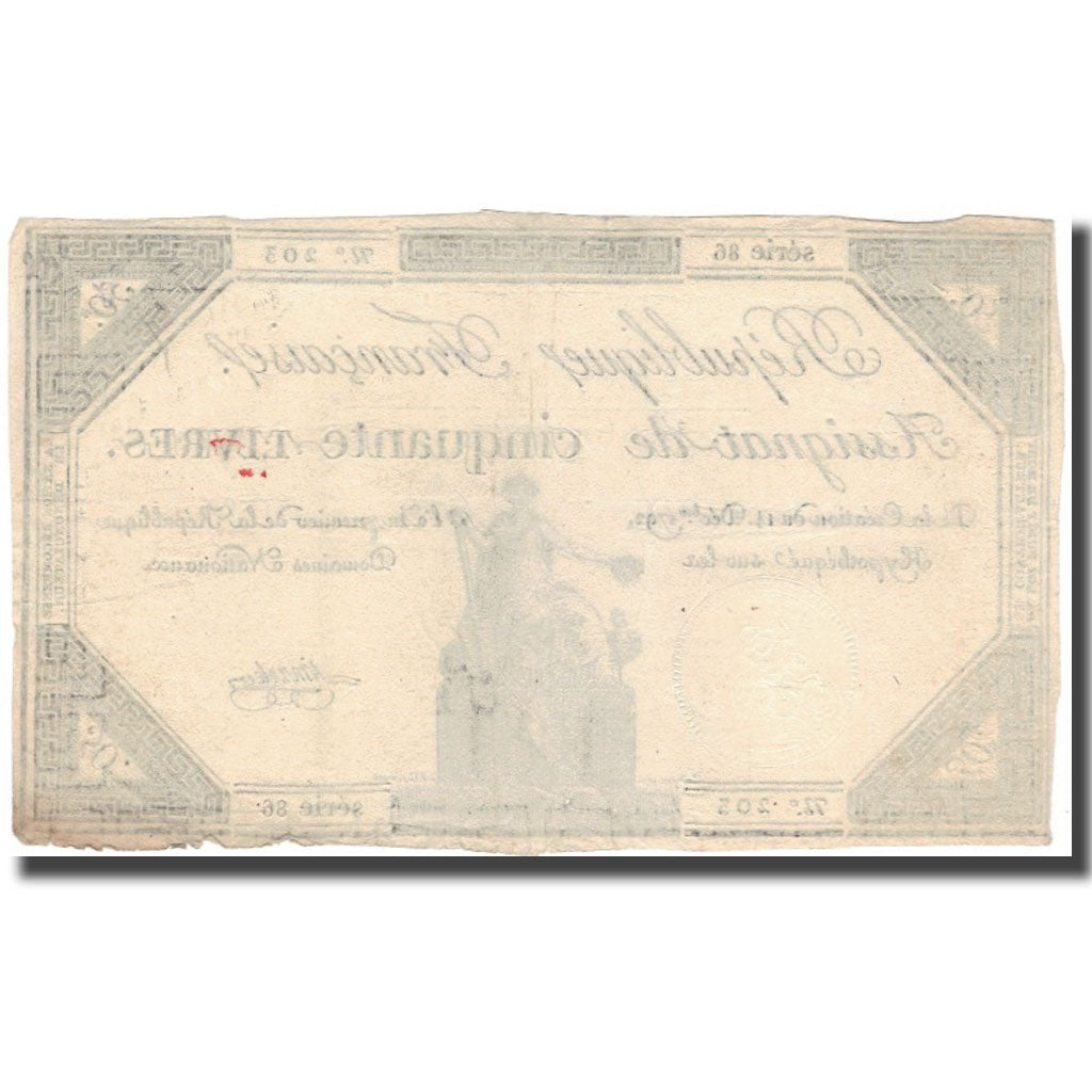 Francia, 50 Livres, 1792, Linreler, BC+, KM:A72, Lafaurie:164