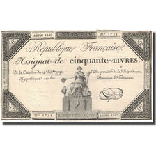France, 50 Livres, 1792, Le Brun, TTB, KM:A72, Lafaurie:164