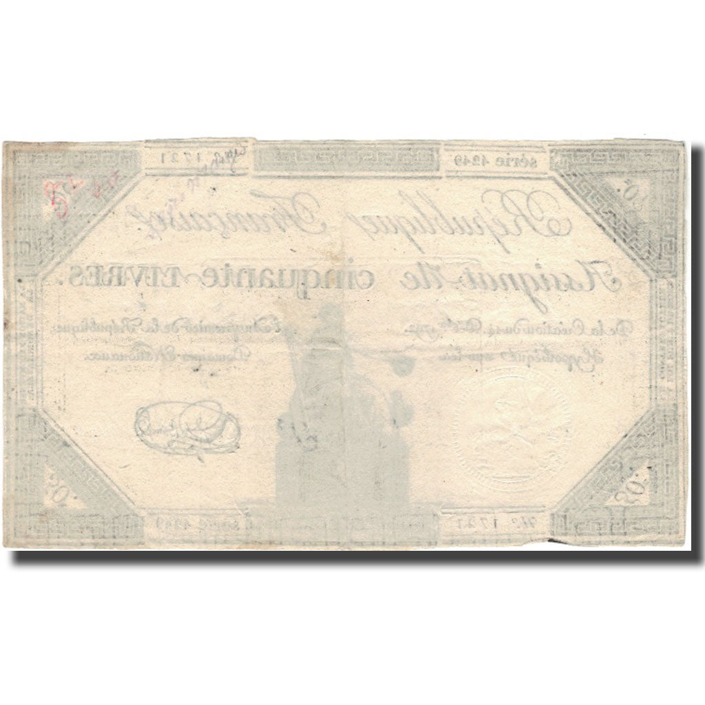 France, 50 Livres, 1792, Le Brun, TTB, KM:A72, Lafaurie:164