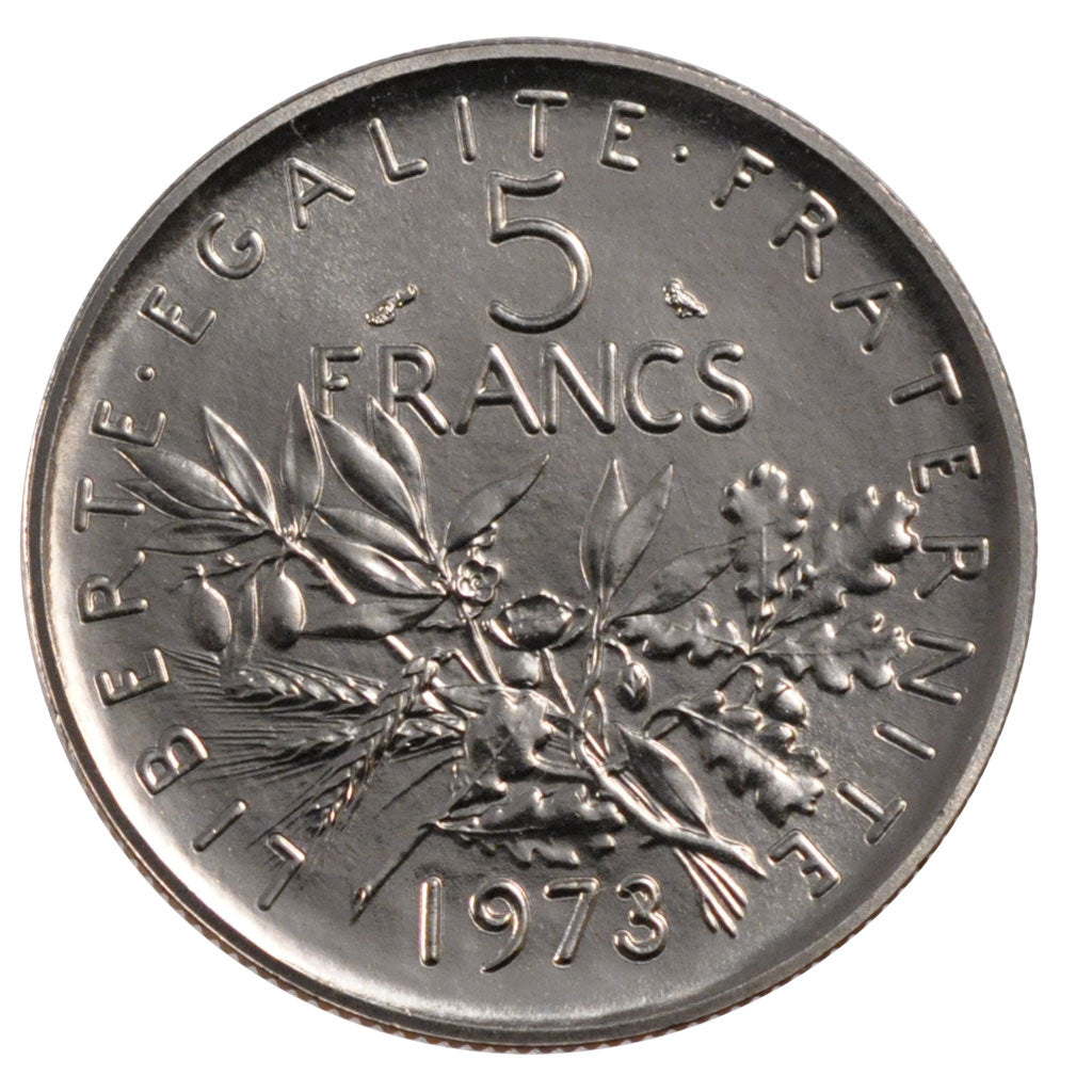 FRANCE, Semeuse, 5 Francs, 1973, Paris, KM #926a.1, MS(63), Nickel Clad...