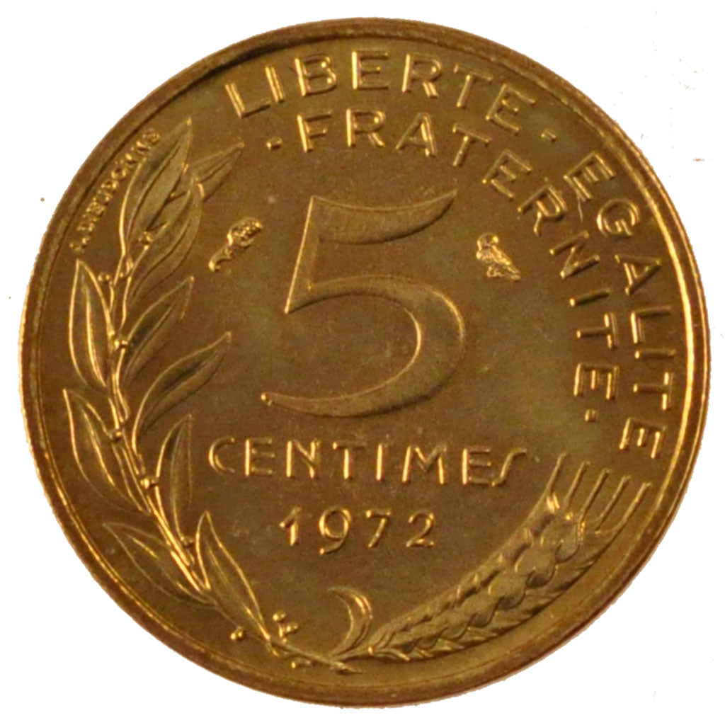 FRANCE, Marianne, 5 Centimes, 1972, Paris, KM #933, MS(65-70), Aluminum-Bronze,.