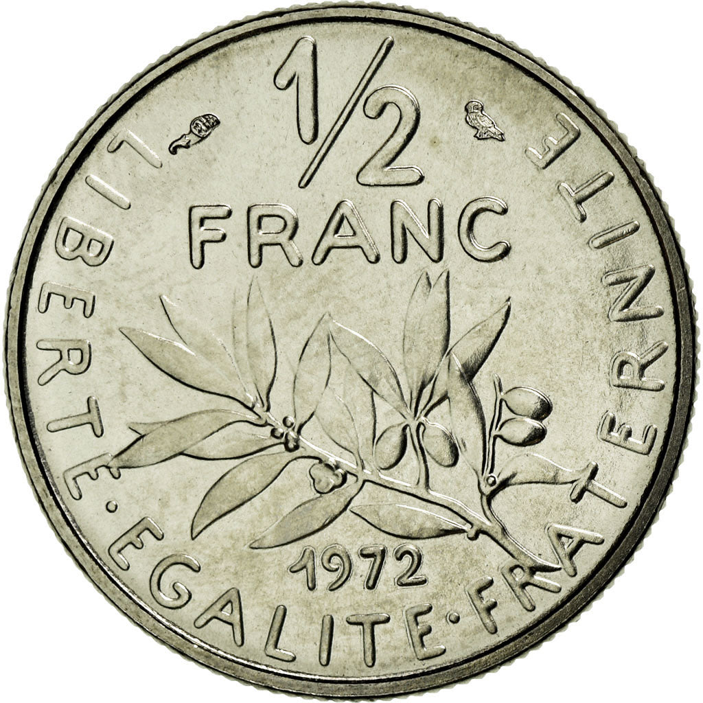 Munten, Frankrijk, Semeuse, 1/2 Franc, 1972, FDC, Nickel, Gadoury:429