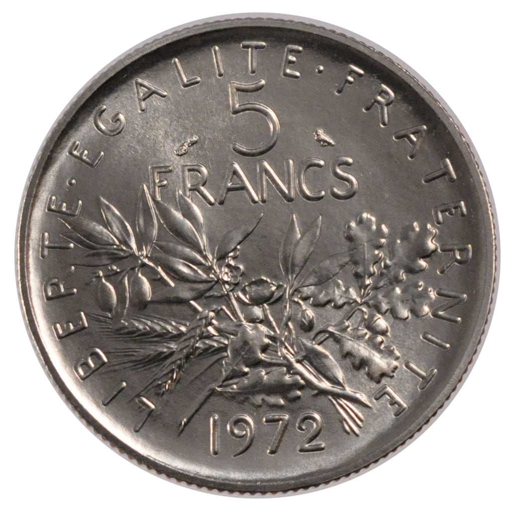 FRANCE, Semeuse, 5 Francs, 1972, Paris, KM #926a.1, MS(65-70), Nickel Clad...